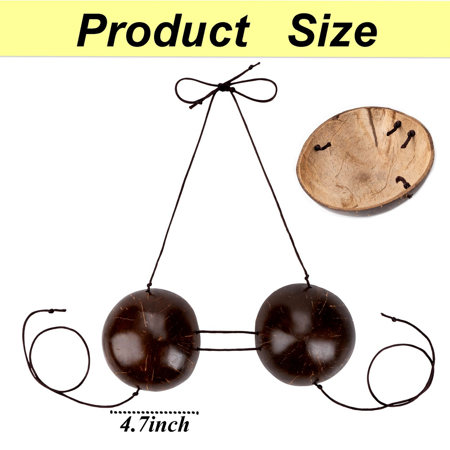 NATURAL COCONUT BRA Ladies Hawaiian Luau Bikini Bra Top Fancy Dress Costume Shell