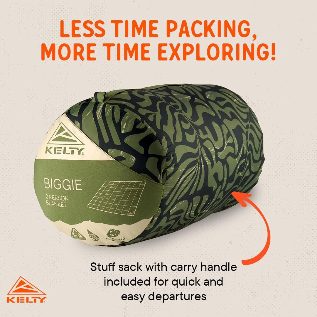 Kelty Biggie Blanket 2 Person Double/Queen Insulated Camping/Picnic Covering - Dill Green