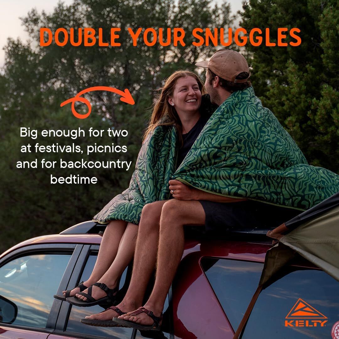 Kelty Biggie Blanket 2 Person Double/Queen Insulated Camping/Picnic Covering - Dill Green
