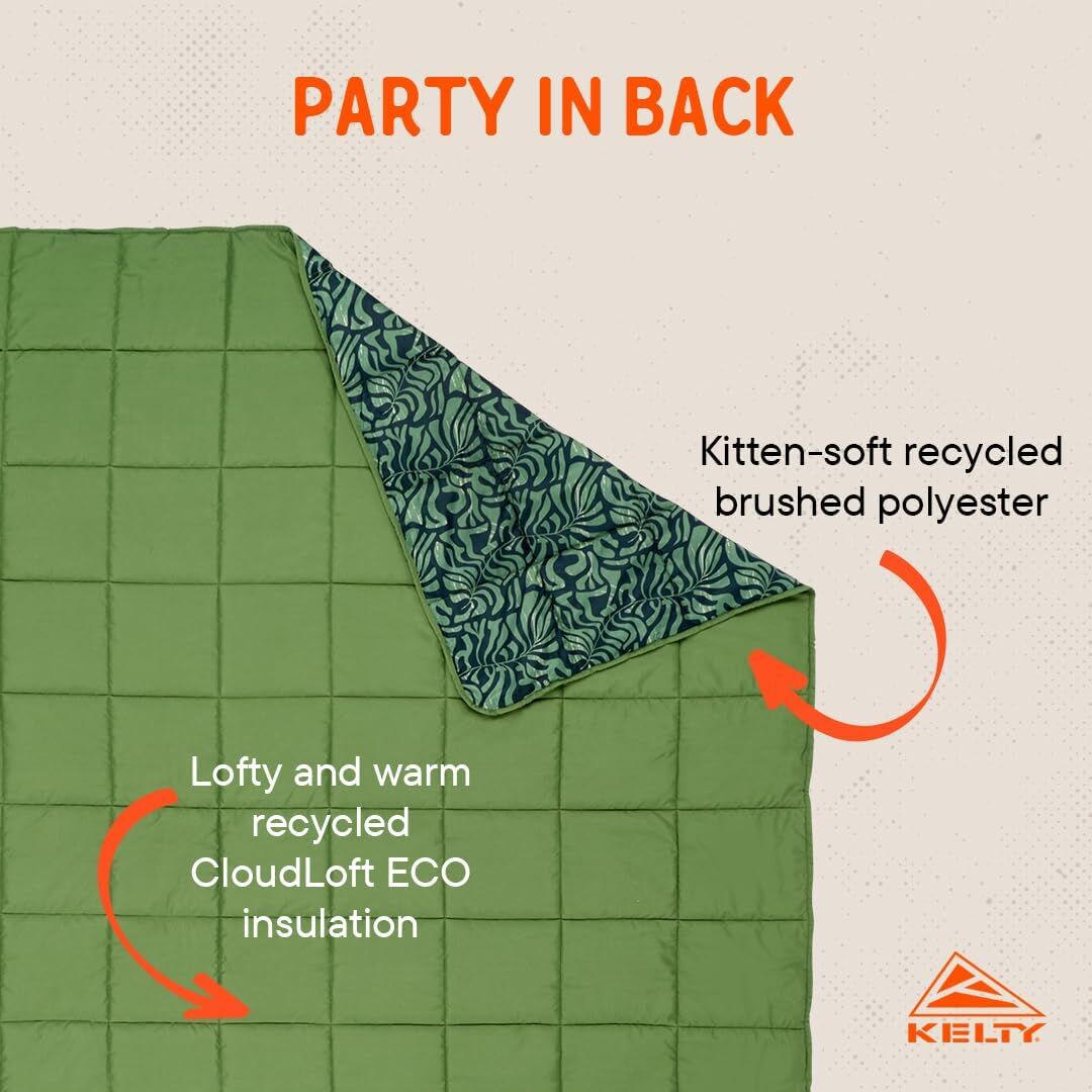 Kelty Biggie Blanket 2 Person Double/Queen Insulated Camping/Picnic Covering - Dill Green