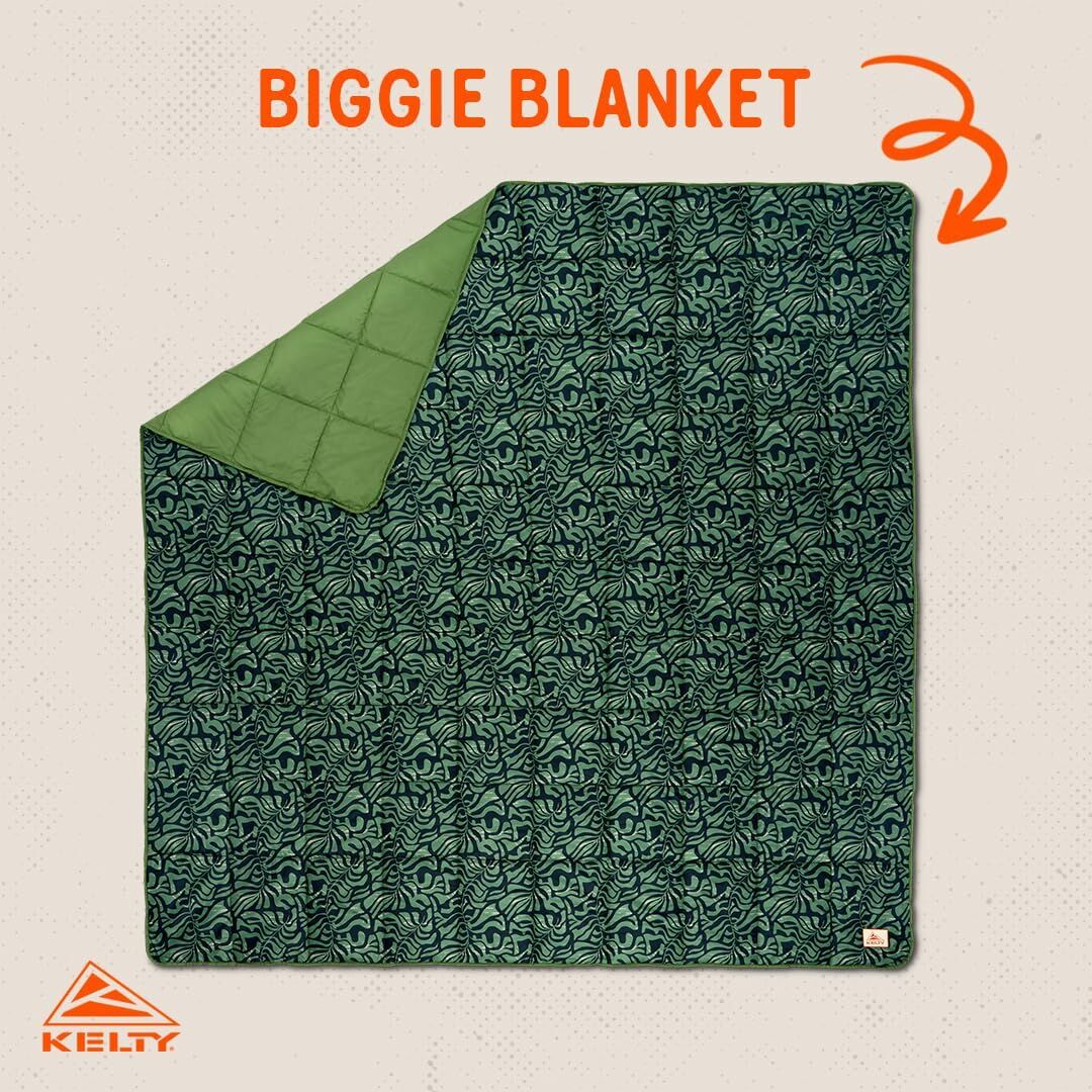 Kelty Biggie Blanket 2 Person Double/Queen Insulated Camping/Picnic Covering - Dill Green