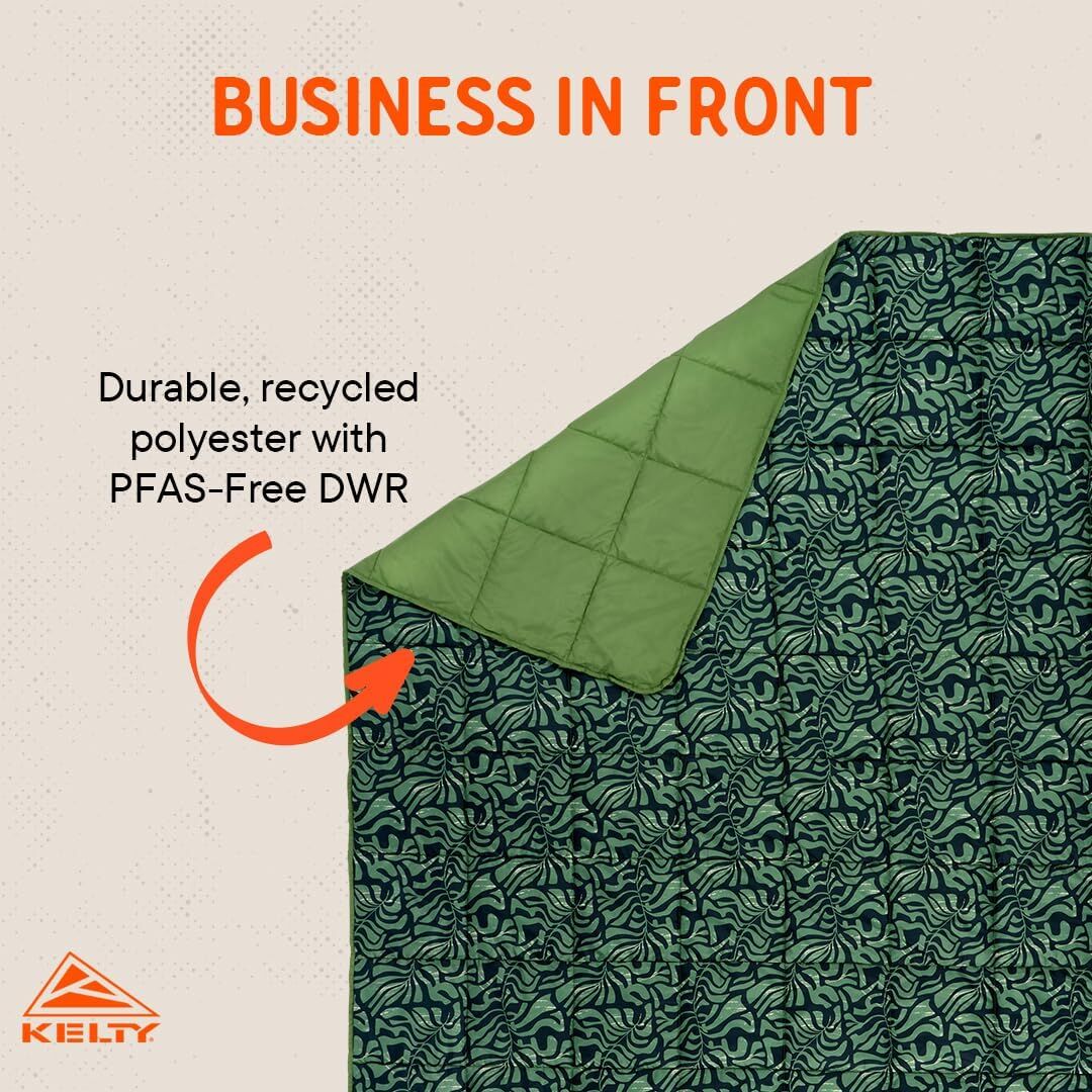 Kelty Biggie Blanket 2 Person Double/Queen Insulated Camping/Picnic Covering - Dill Green