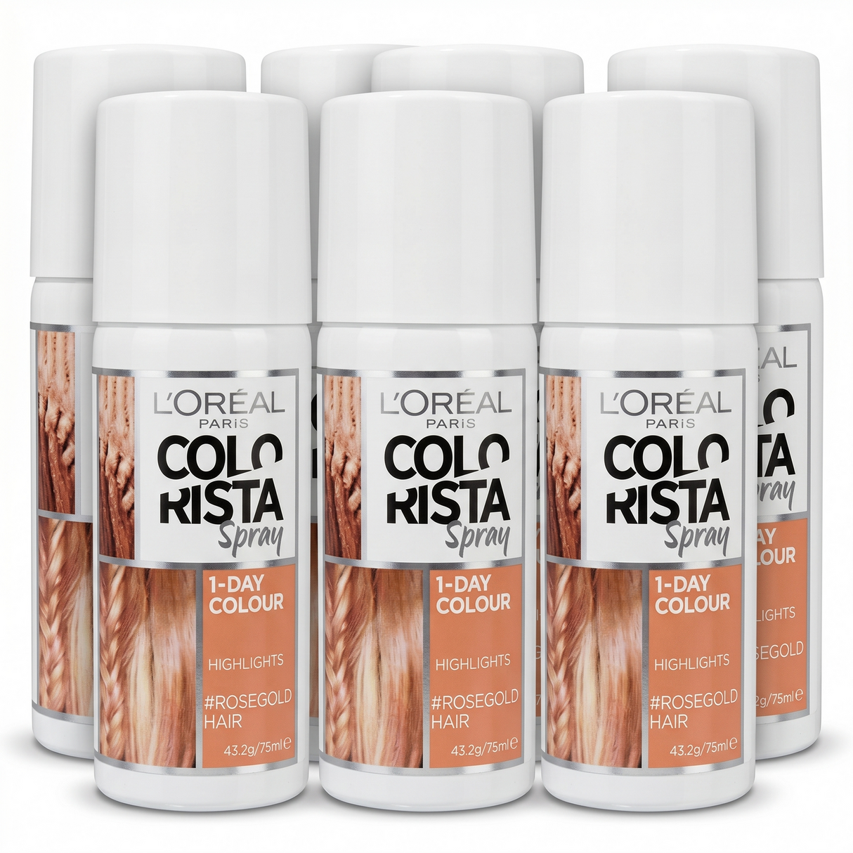 6x L'Oreal Paris Colorista Hair Colour Spray Bulk Pack - Rose Gold (Temporary 1 Day Colour)