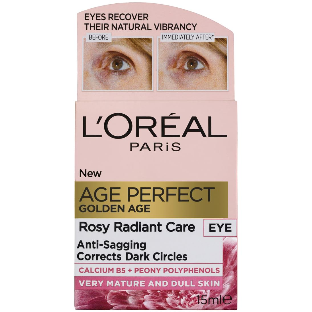 LOreal Paris Golden Age Perfect Rosy Radiant Eye Cream Anti Sagging Mature to Dull Skin 15ml