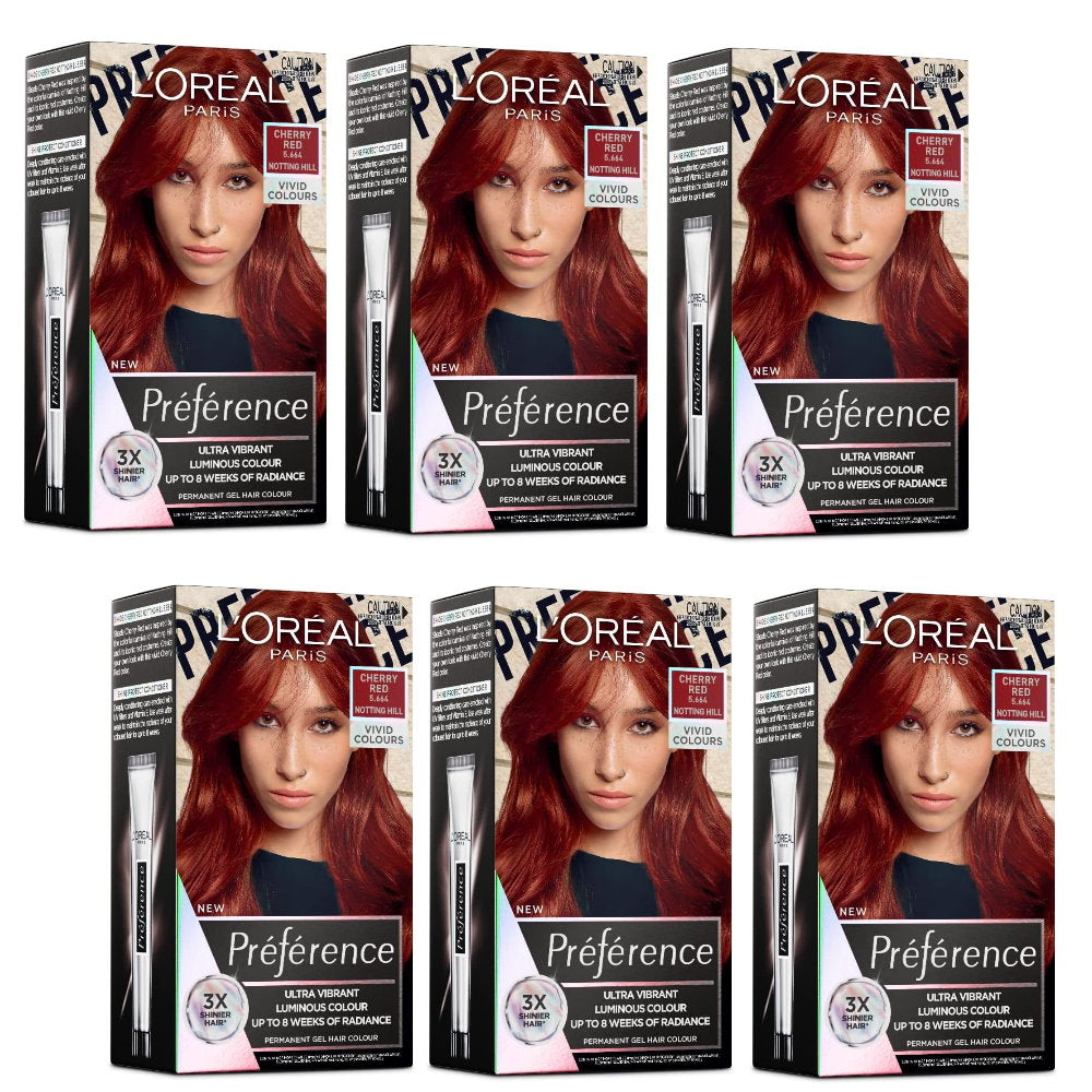 6x L'Oreal Paris Preference Vivids Permanent Hair Colour 5.664 Cherry Red