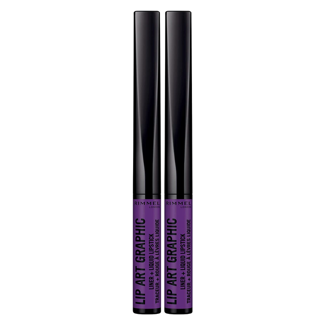 2x Rimmel London 2-in-1 Lip Art Graphic Liner + Liquid Lipstick Pack - 875 Master Piece