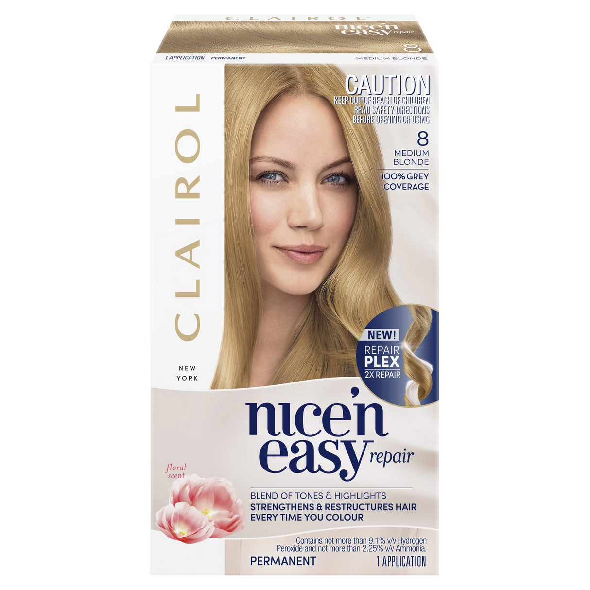 Clairol Nice'n Easy Repair Permanent Hair Colour - 8A Medium Ash Blonde