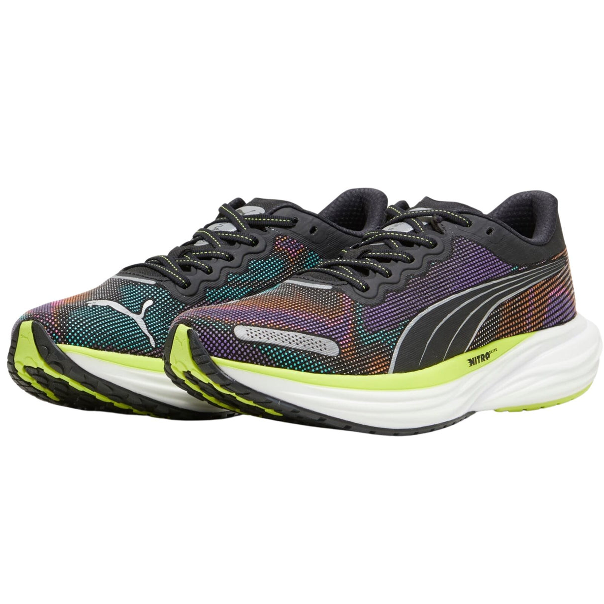 Mens Puma Deviate NITRO 2 Psychedelic Rush PUMA Black Lime Pow White - Size 13