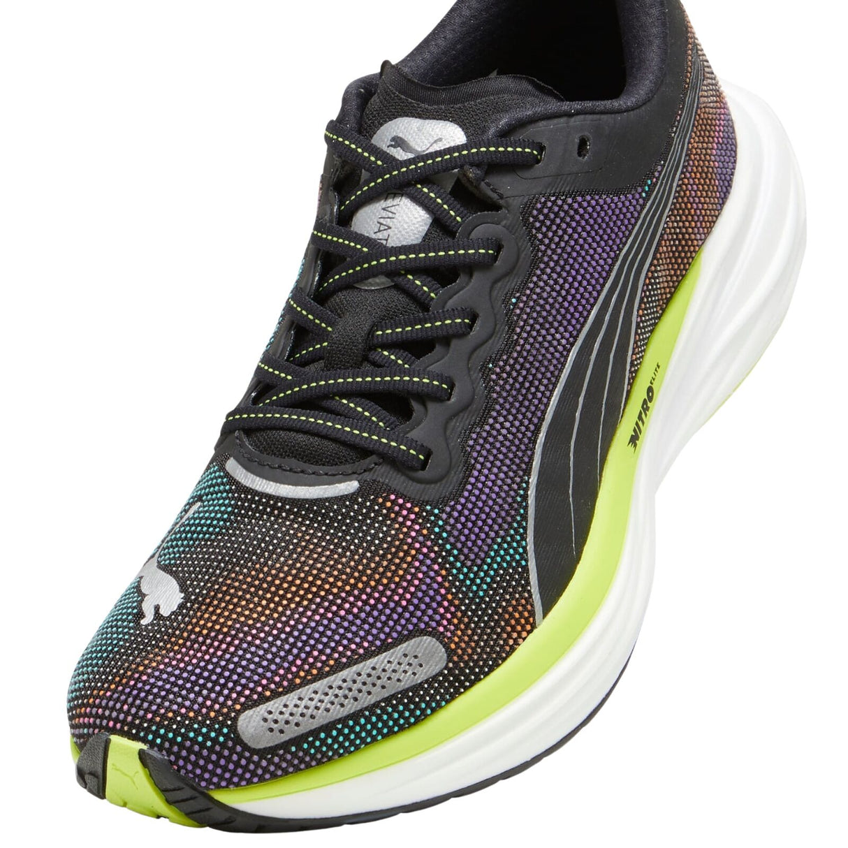 Mens Puma Deviate NITRO 2 Psychedelic Rush PUMA Black Lime Pow White - Size 11.5