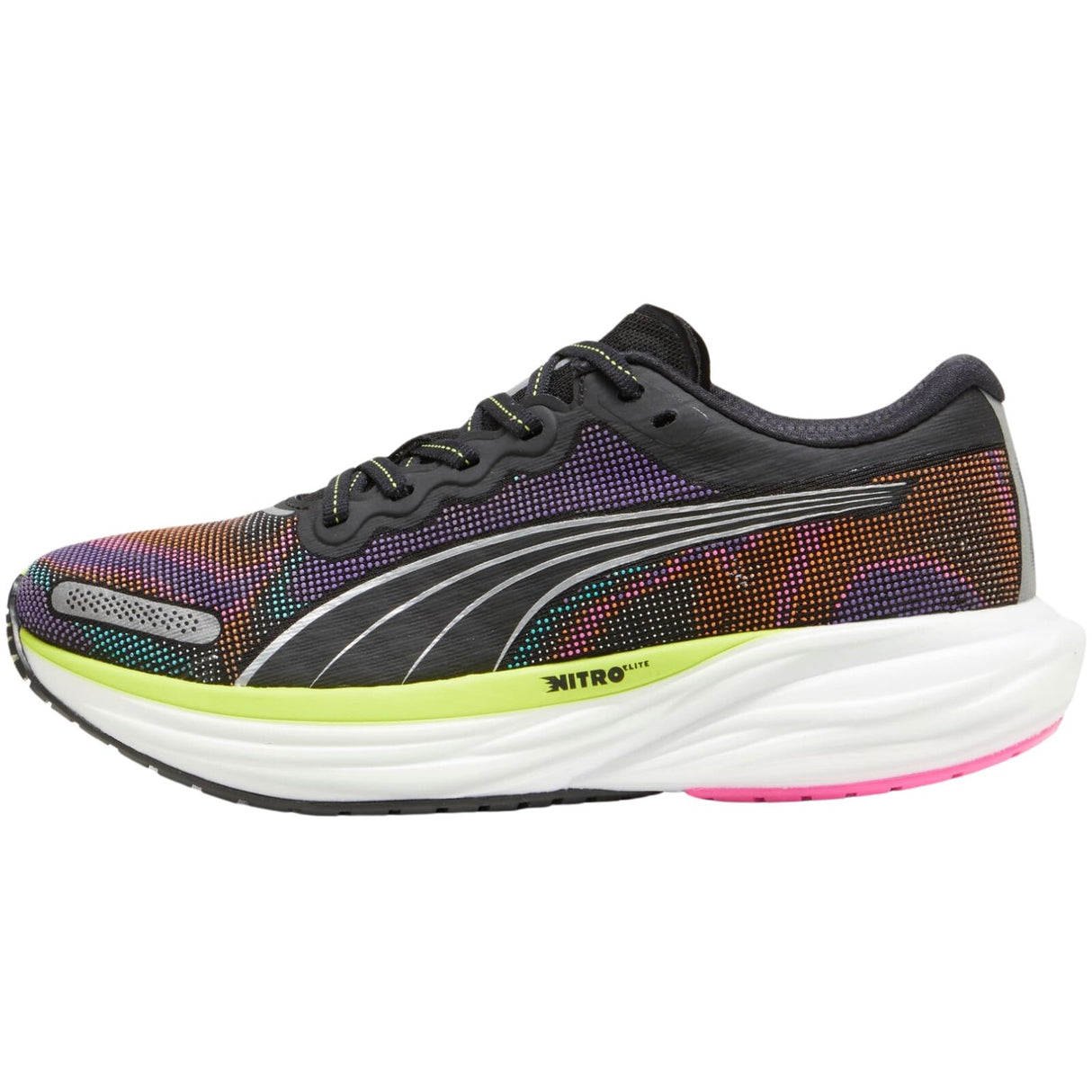 Puma Deviate Nitro 2 Womens Running Shoes in Black / Lime / Pink - Size US 8