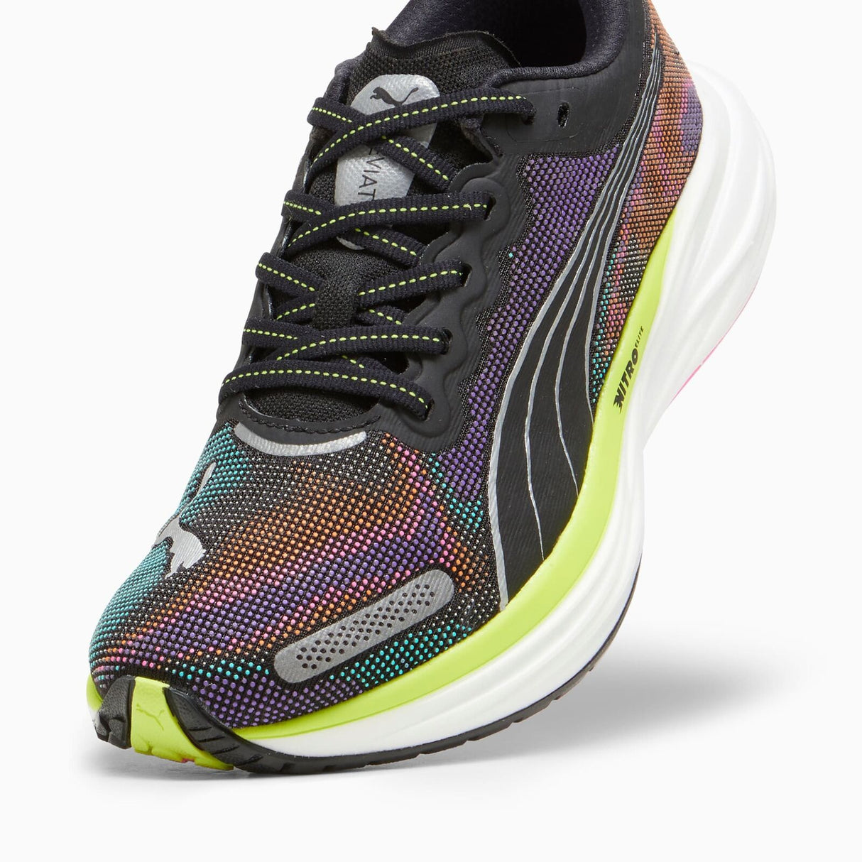 Puma Deviate Nitro 2 Womens Running Shoes in Black / Lime / Pink - Size US 8