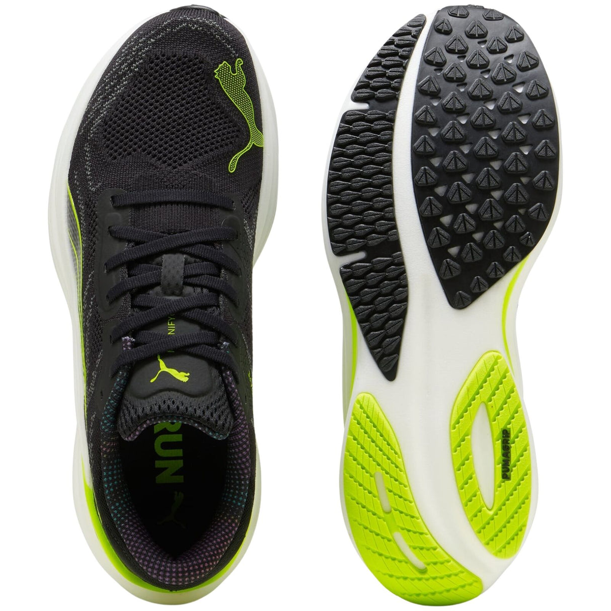 Mens Puma Magnify NITRO 2 Psychedelic Rush PUMA Black-Lime Pow - Size 12