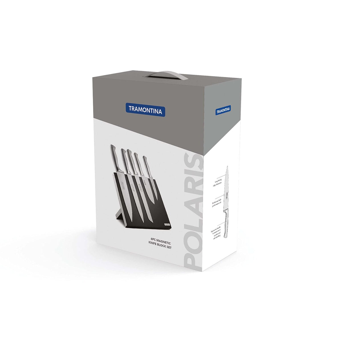 Tramontina 6-Piece Polaris Magnetic Knife Block Set Kitchen Knives in Black