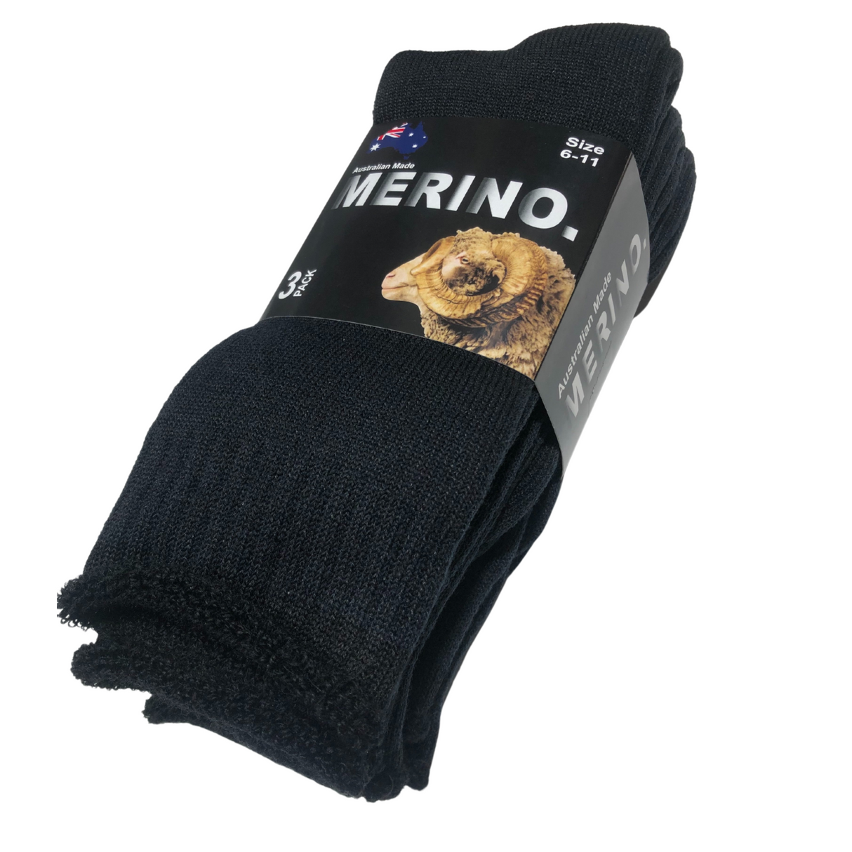 3 Pairs MERINO WOOL SOCKS Mens Heavy Duty Premium Thick Work Socks Cushion in Black