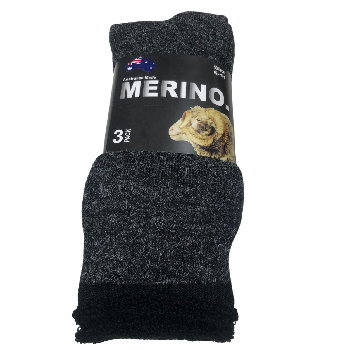 3 Pairs MERINO WOOL SOCKS Mens Heavy Duty Premium Thick Work Socks in Charcoal