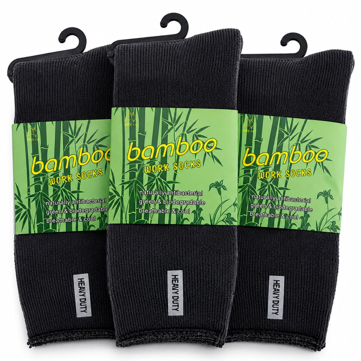3 Pairs Premium Bamboo Works Socks - Charcoal Grey (Mens Heavy Duty Thick Socks w/ Cushion & Anti-Odour)