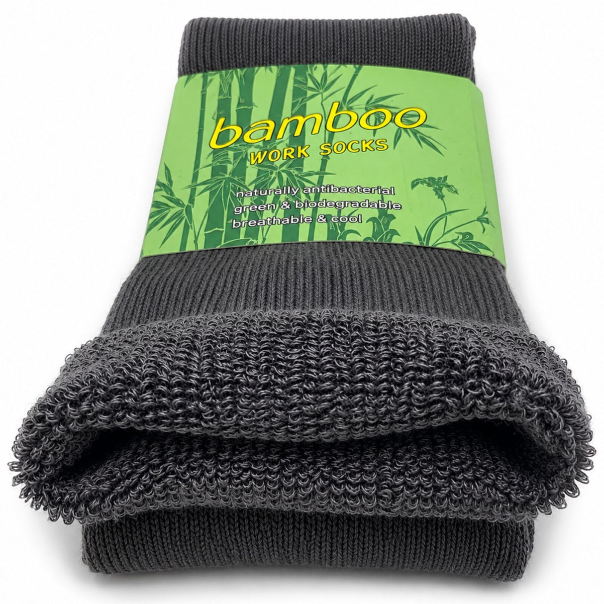 3 Pairs Premium Bamboo Works Socks - Charcoal Grey (Mens Heavy Duty Thick Socks w/ Cushion & Anti-Odour)