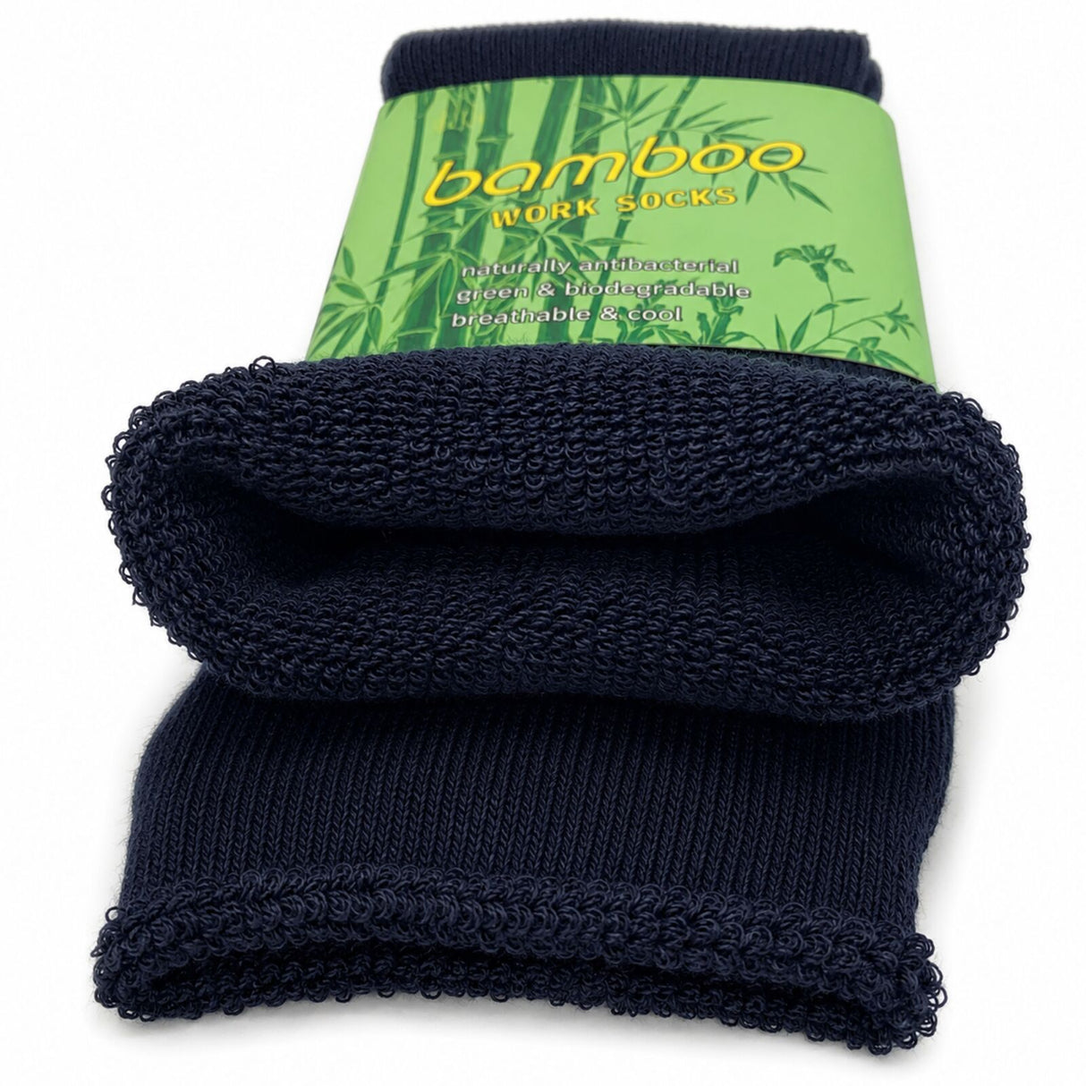 3 Pairs Premium Bamboo Works Socks - Navy Blue (Mens Heavy Duty Thick Socks w/ Cushion & Anti-Odour)