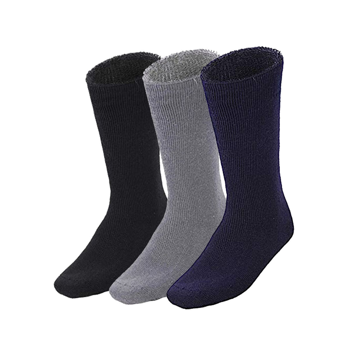 3 Pairs Bamboo Work Socks - Assorted Colours (Mens Heavy Duty Thick Socks w/ Cushion)