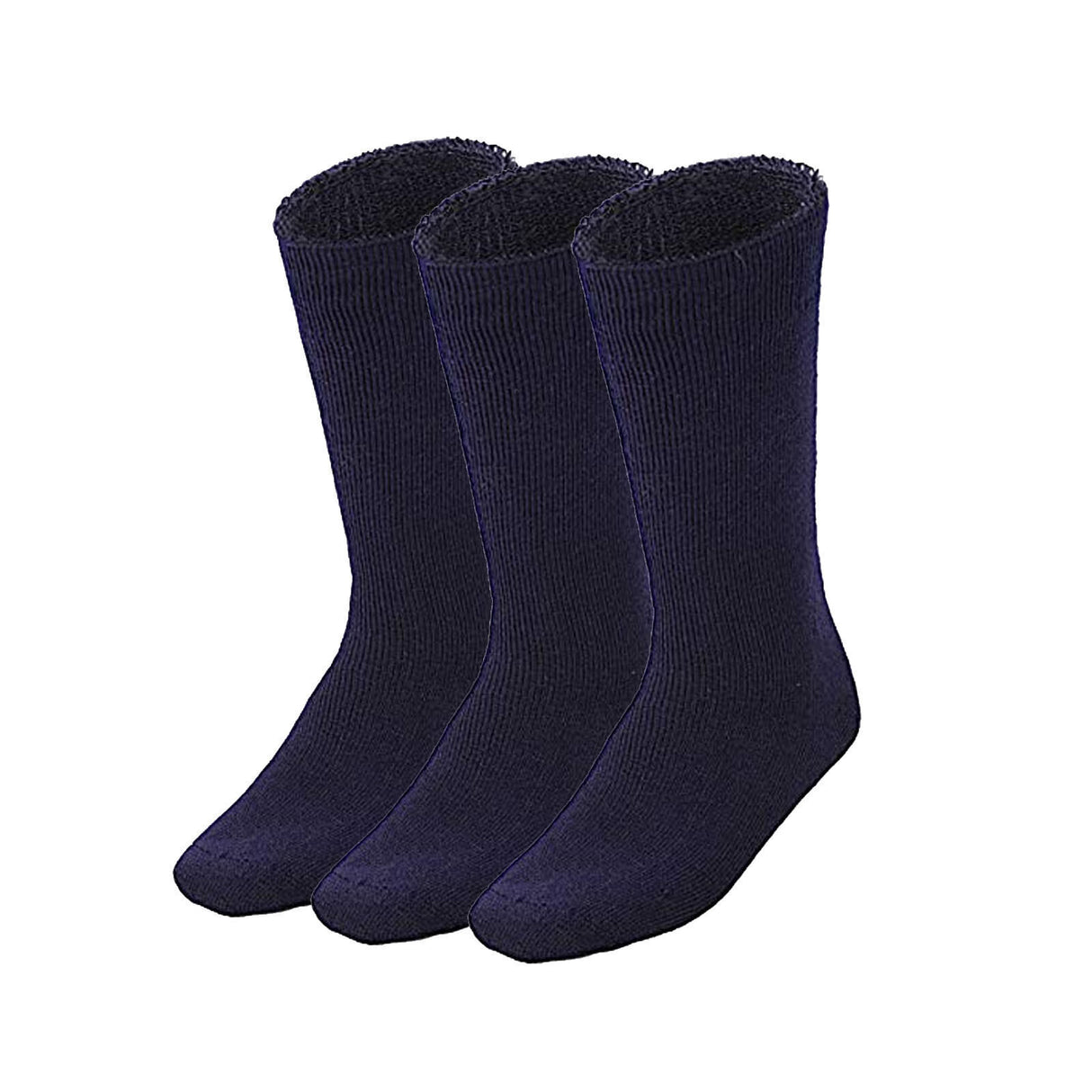 3 Pairs Bamboo Work Socks - Navy Blue (Mens Heavy Duty Thick Socks w/ Cushion)