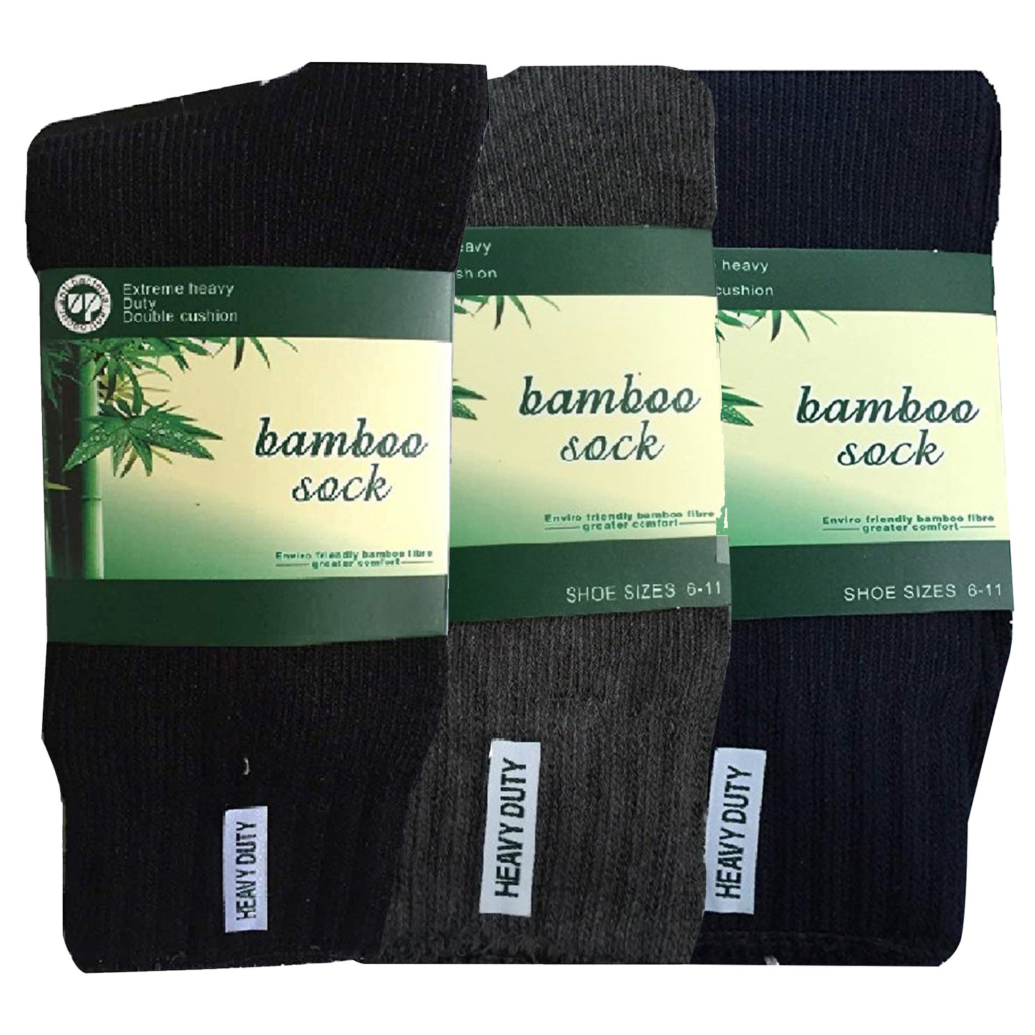 3 Pairs BAMBOO SOCKS Mens Heavy Duty Premium Thick Work Socks Cushion BULK - Assorted Colour Pack