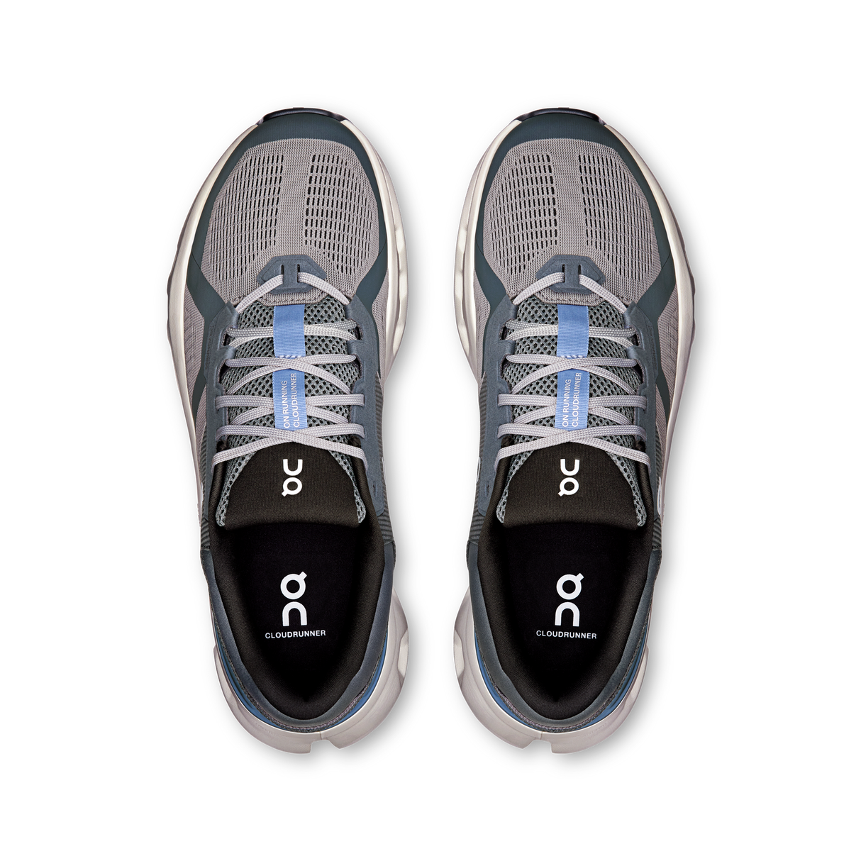 On Mens Cloudrunner 2 Running Shoes Sneakers in Alloy/Chambray