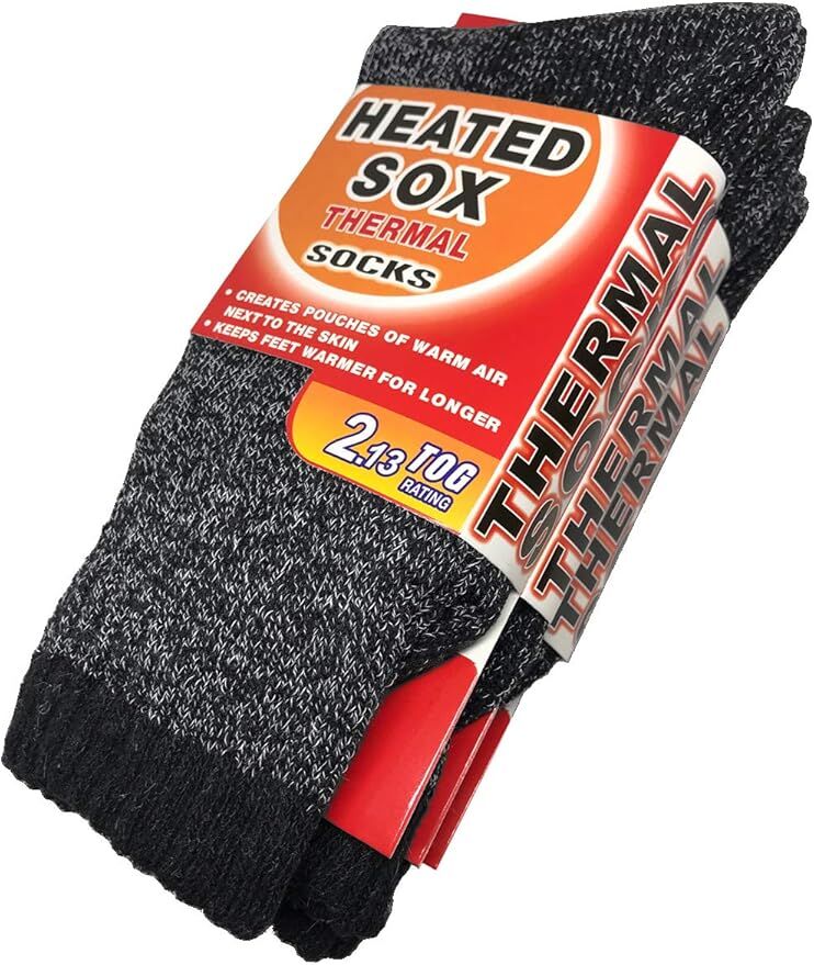3 Pairs Mens Thermal Heated Socks Bulk Pack (6-11 UK) - Warm Winter Work Ski Socks