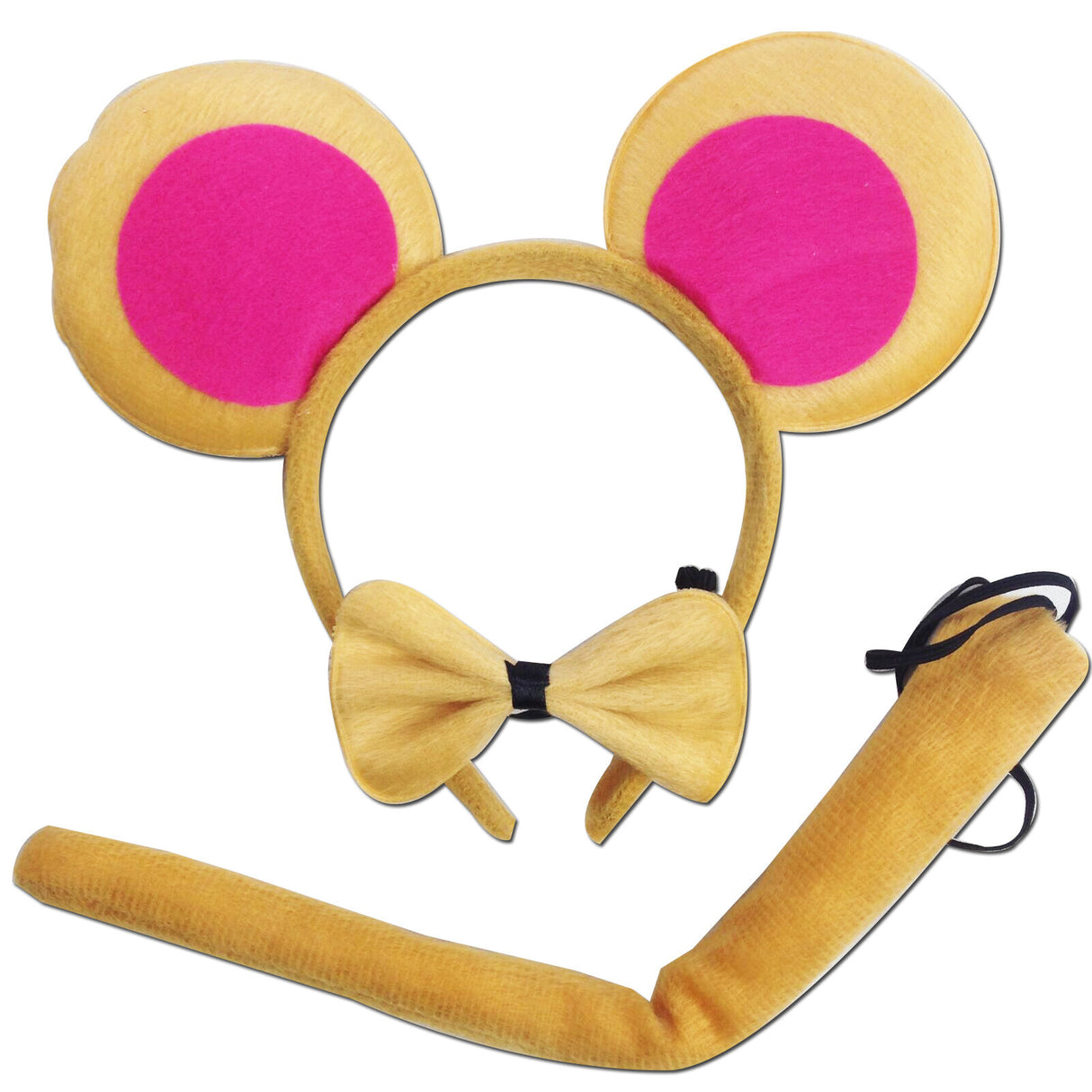 3pcs Brown Monkey Animal Set - Bow Tie, Tail & Ears (Book Week Costume & Halloween Fancy Dress)