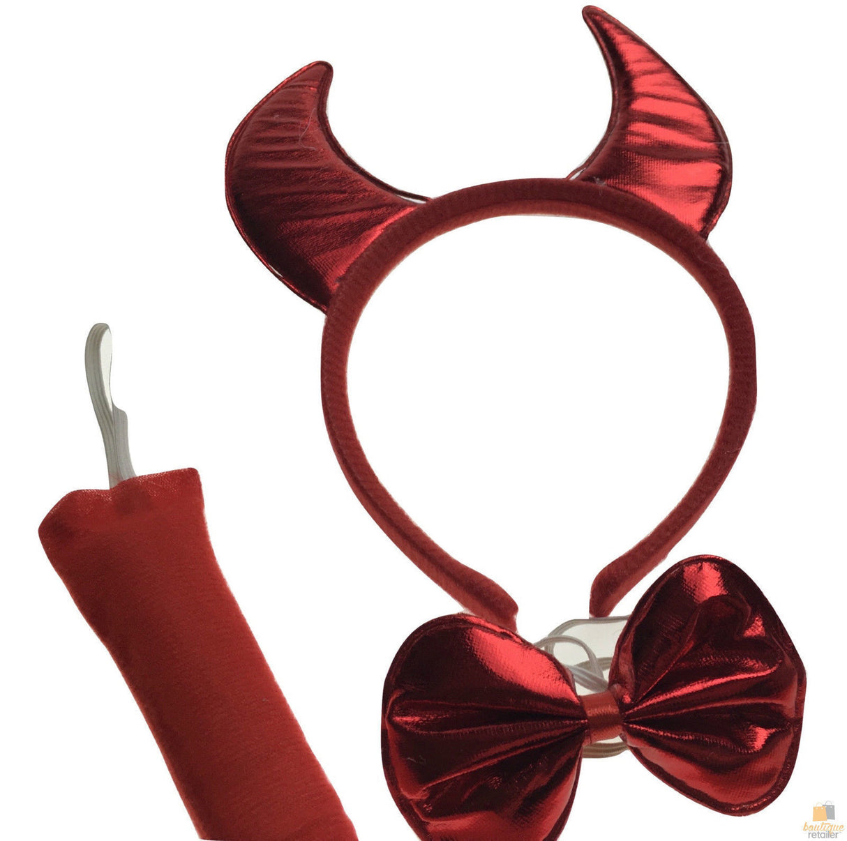 3pcs Red Devil Set - Bow Tie, Tail & Ears (Book Week Costume & Halloween Fancy Dress)