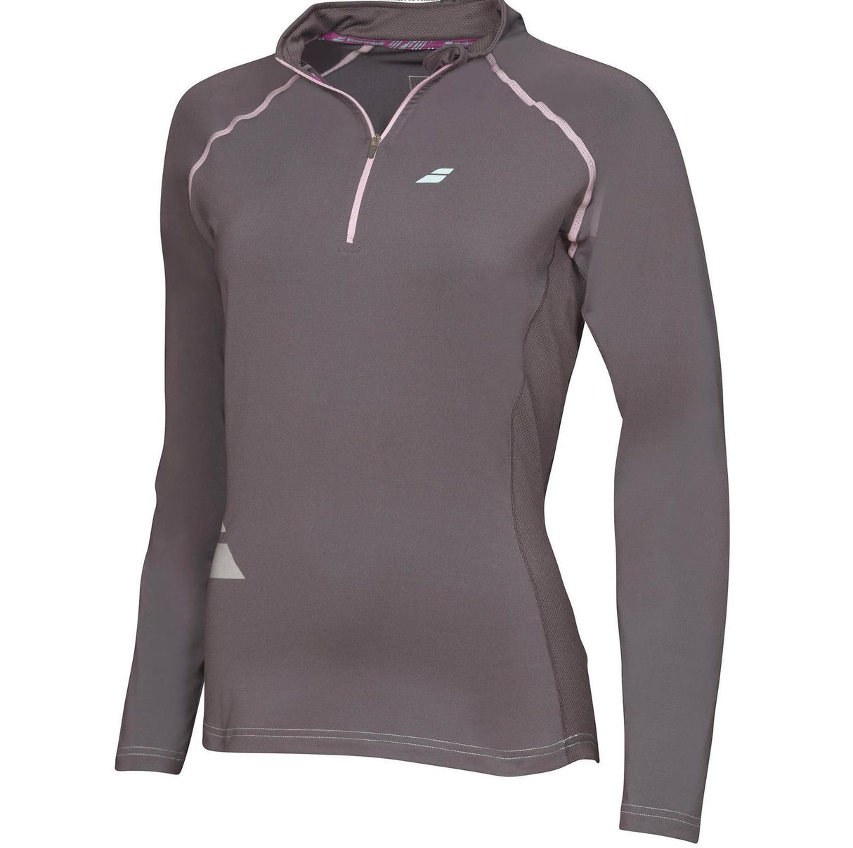 Babolat Womens Core 1/2 Zip Long Sleeve Tennis Top - Grey (Sports Gym Training)