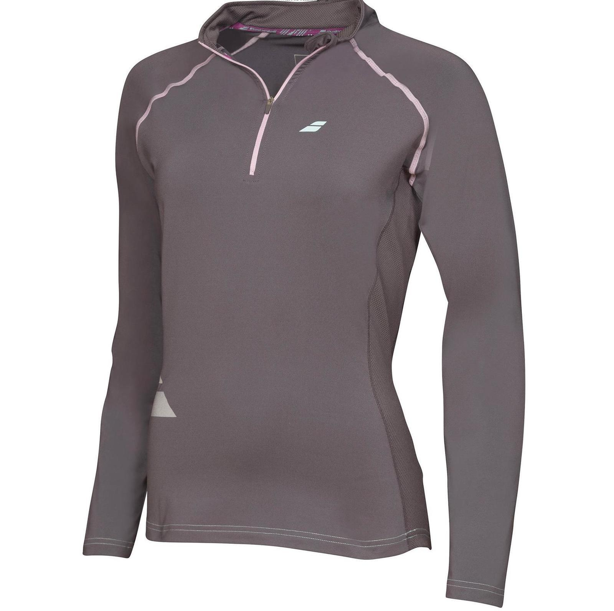 Babolat Womens Core 1/2 Zip Long Sleeve Tennis Top - Grey (Sports Gym Training)