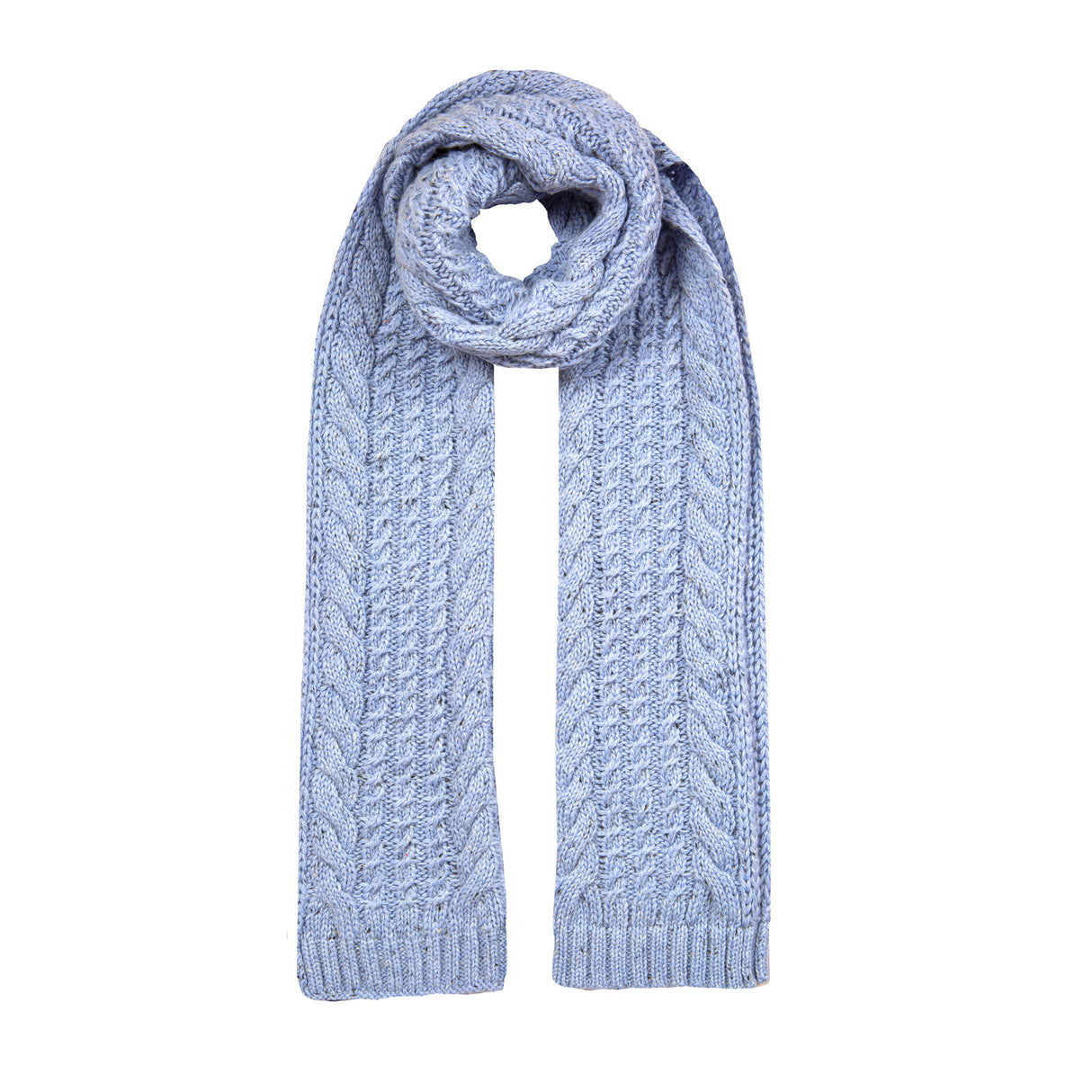 Dents Women’s Cable Knit Scarf with Marl Yarn - Blue