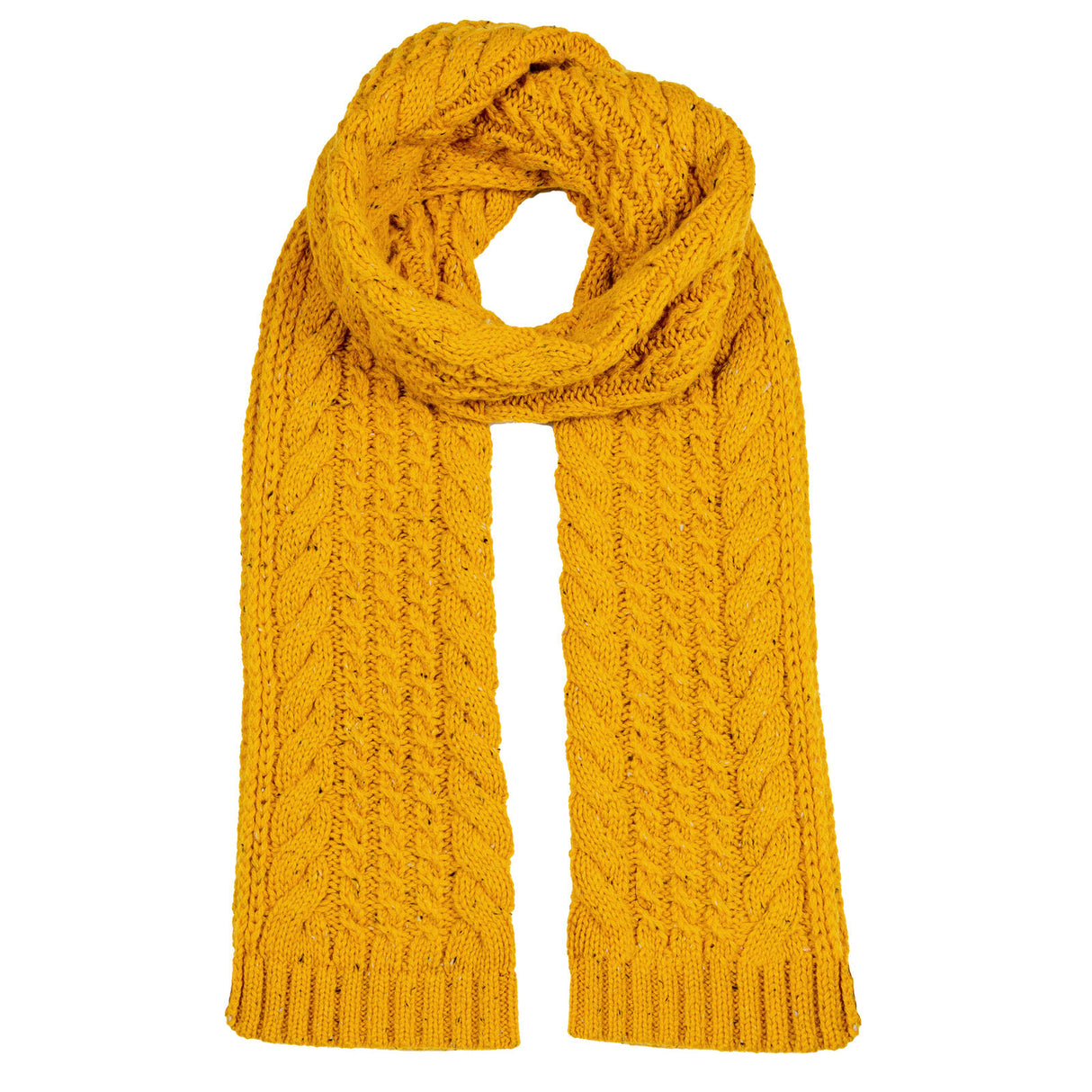 Dents Women’s Cable Knit Scarf with Marl Yarn - Yellow