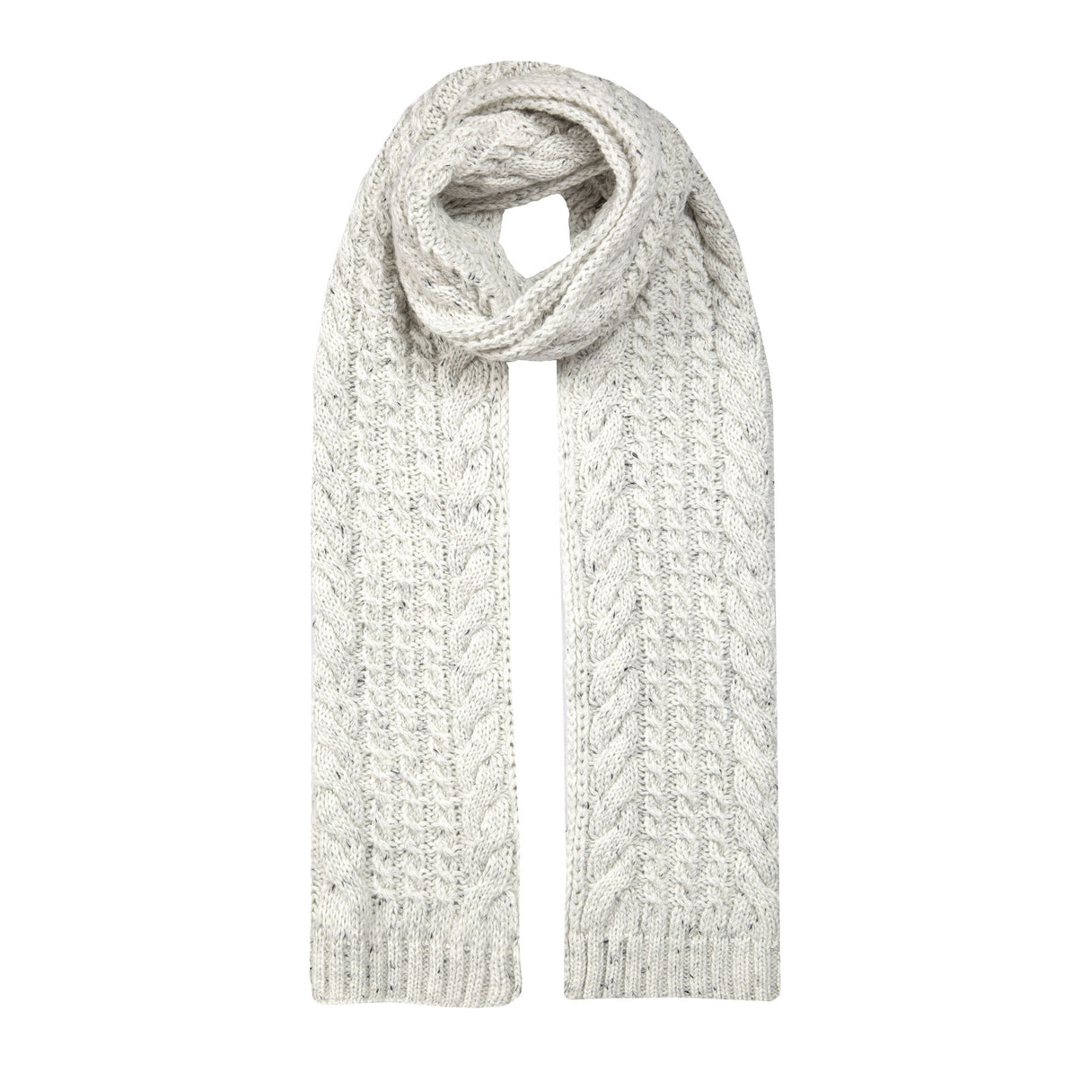 Dents Women’s Cable Knit Scarf with Marl Yarn - White