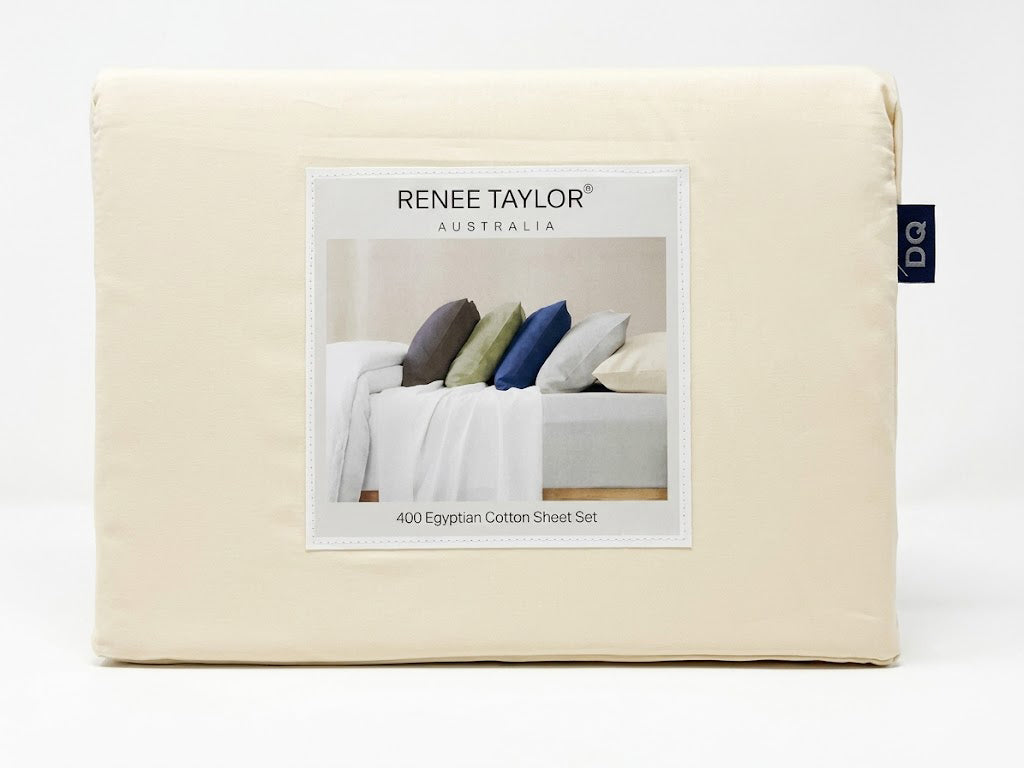 Renee Taylor 400TC Egyptian Cotton Bed Sheet Set - Vanilla (OEKO-TEX Certified)