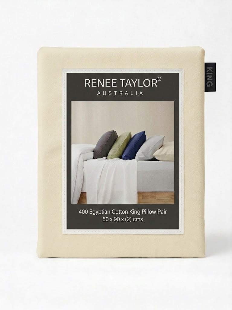 Renee Taylor 400TC Egyptian Cotton Bed Sheet Set - Vanilla (OEKO-TEX Certified)