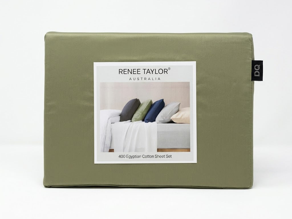 Renee Taylor 400TC Egyptian Cotton Sheet Set - Basil (OEKO-TEX Certified Sateen)