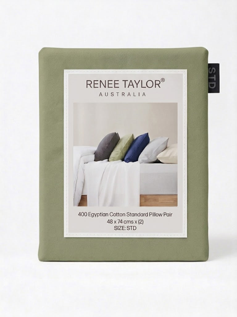 Renee Taylor 400TC Egyptian Cotton Sheet Set - Basil (OEKO-TEX Certified Sateen)