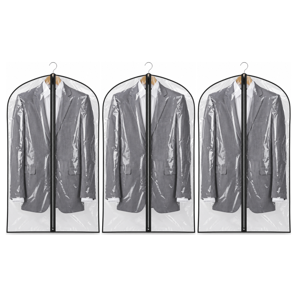 3x Suit Cover w/ Zipper Pack - Garment & Coat Storage Protector (60x137cm)