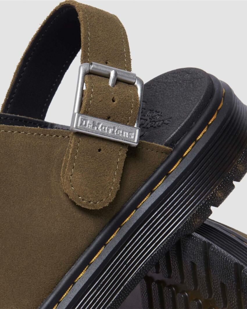 Dr. Martens Brookline Mule Sandals Shoes in Olive Bronx Suede