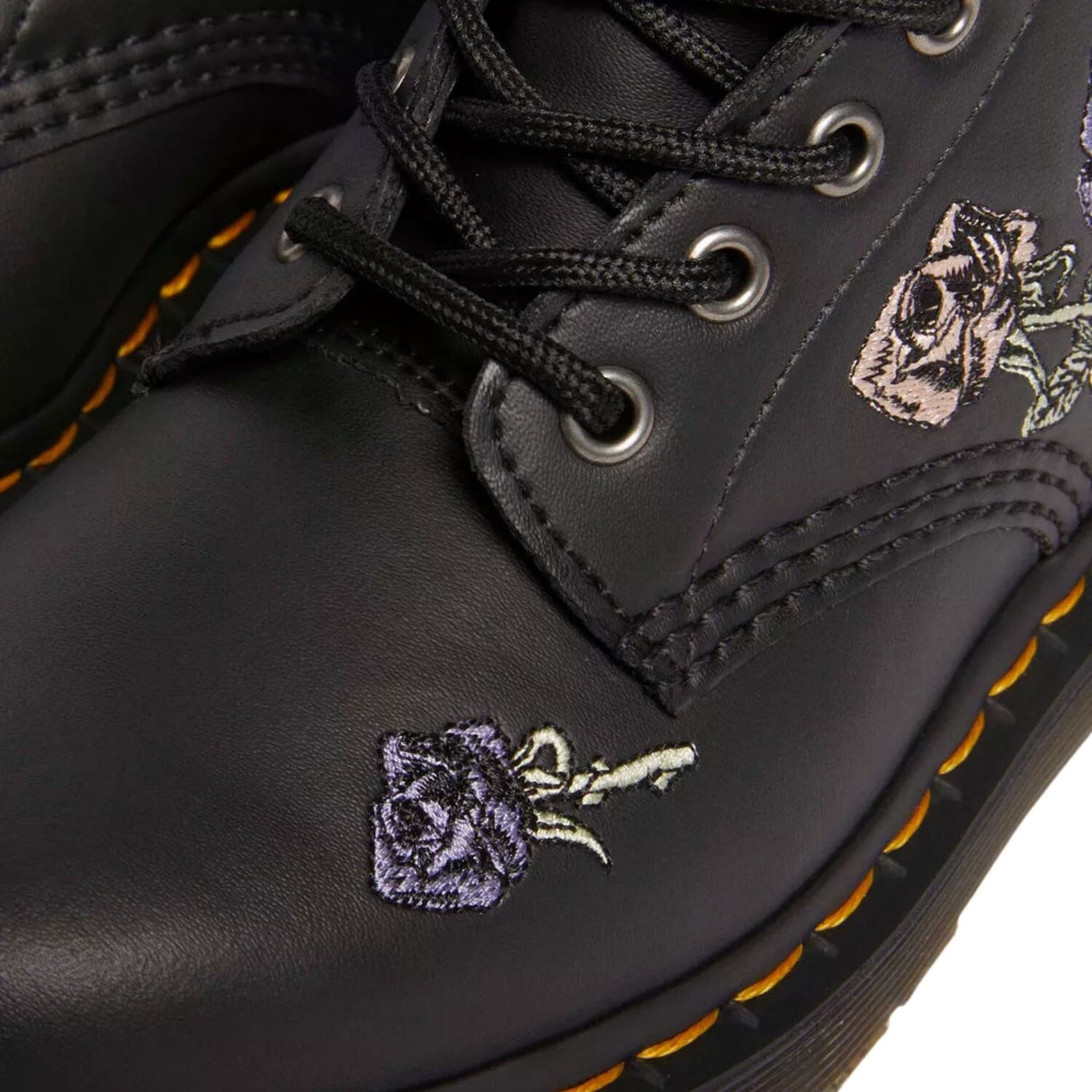 Dr. Martens 1460 Vonda 8 Eye Boots Floral Embroidery Genix Nappa Leather in Black