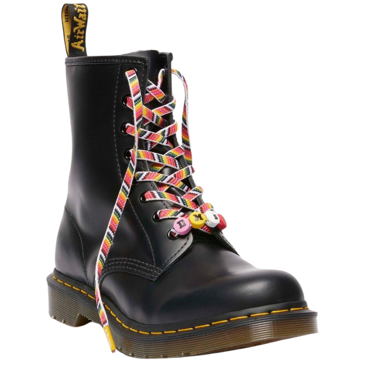 Dr. Martens 140CM Friendship Flat Laces With Beads DMS Yellow – Fits 8–10 Eye Boots