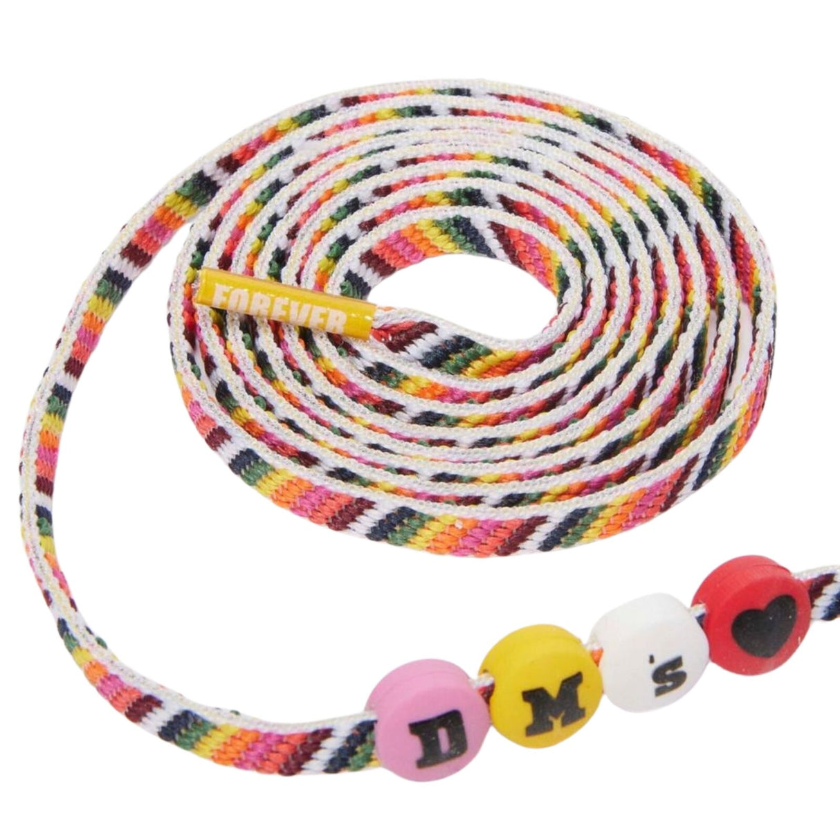 Dr. Martens 140CM Friendship Flat Laces With Beads DMS Yellow – Fits 8–10 Eye Boots