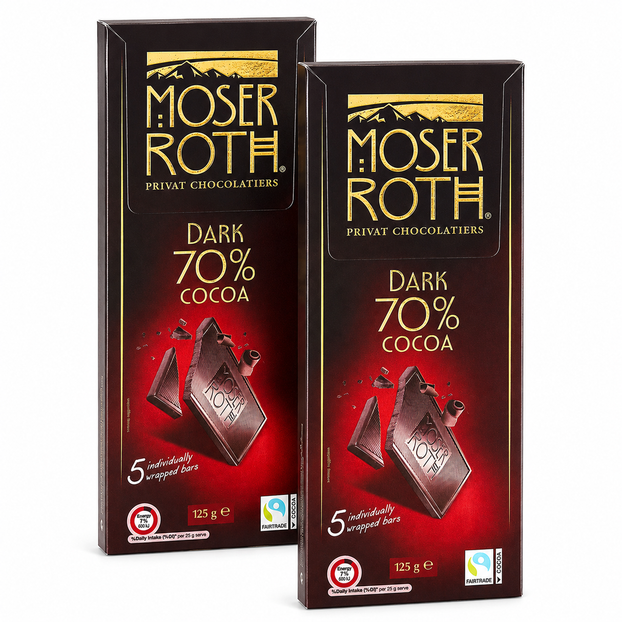 2x Moser Roth 70% Cocoa Dark Chocolate Block - Made in Germany (10 Bars)