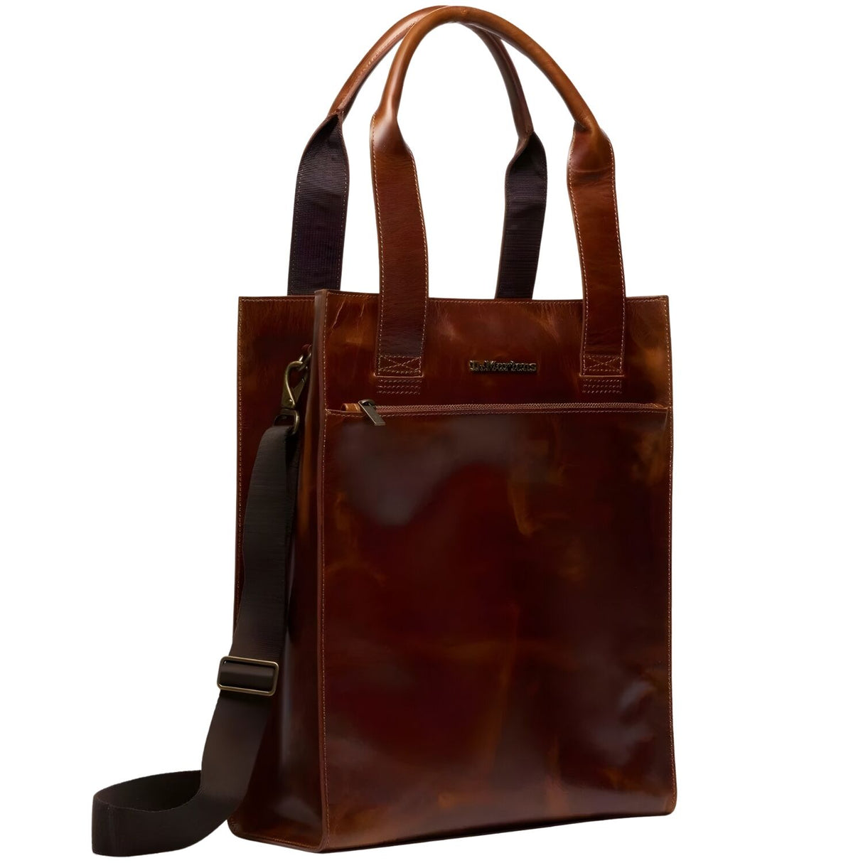 Dr. Martens Leather Tote Bag - Amber Tan Mayhem (Crossbody Laptop & Gunmetal Hardware Finish)