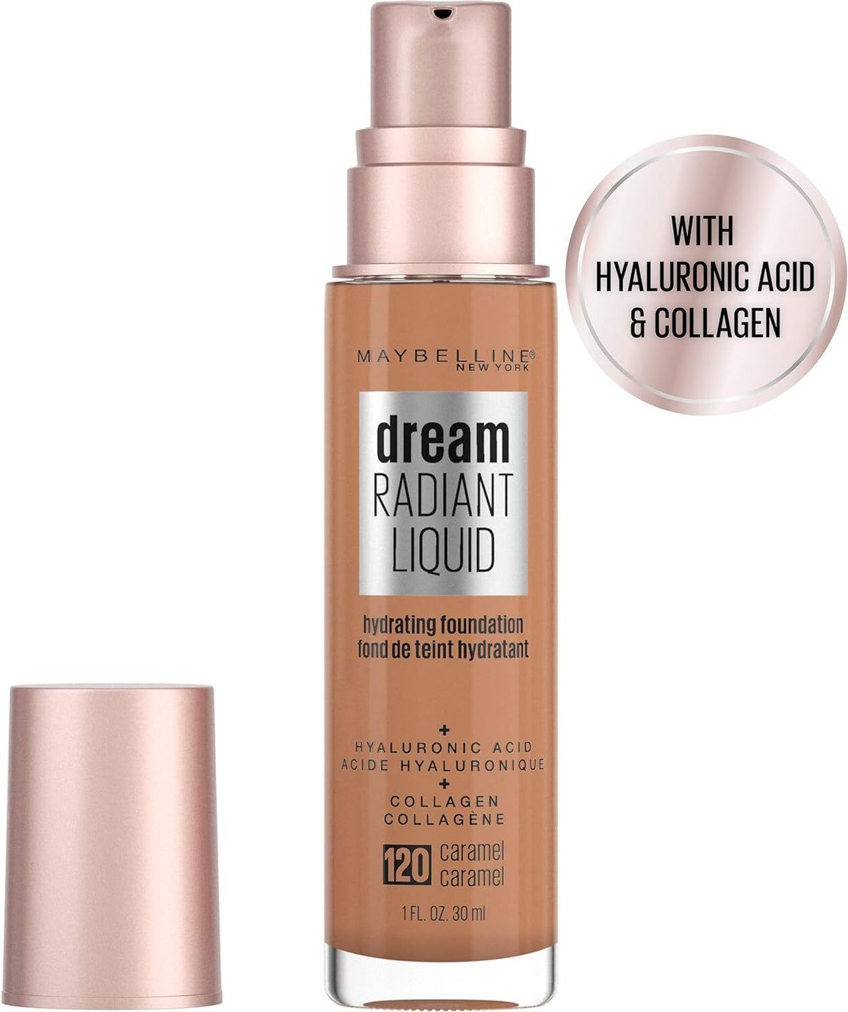 Maybelline Dream Radiant Liquid Hydrating Foundation with Collagen - Caramel 120