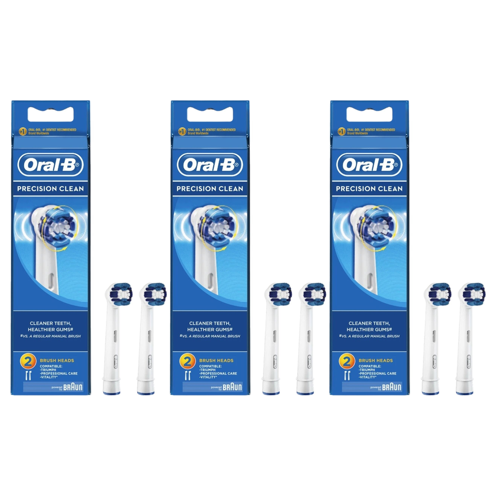 3x Oral-B Precision Clean Replacement Brush Heads Pack - 2 Pack (Deep Clean, Compatible)