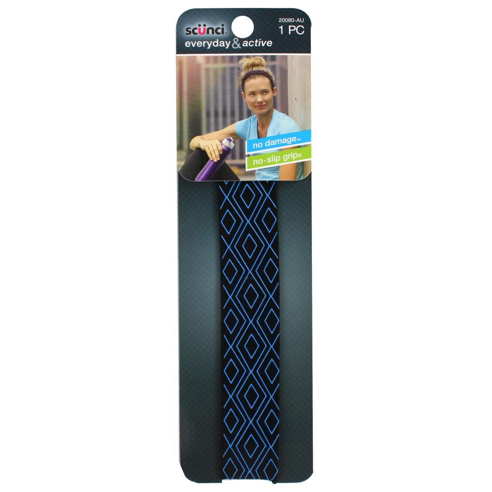 Scunci 3mm Printed No Slip Waistband Headwrap - Black w/ Lime Diamond (1 Pack)