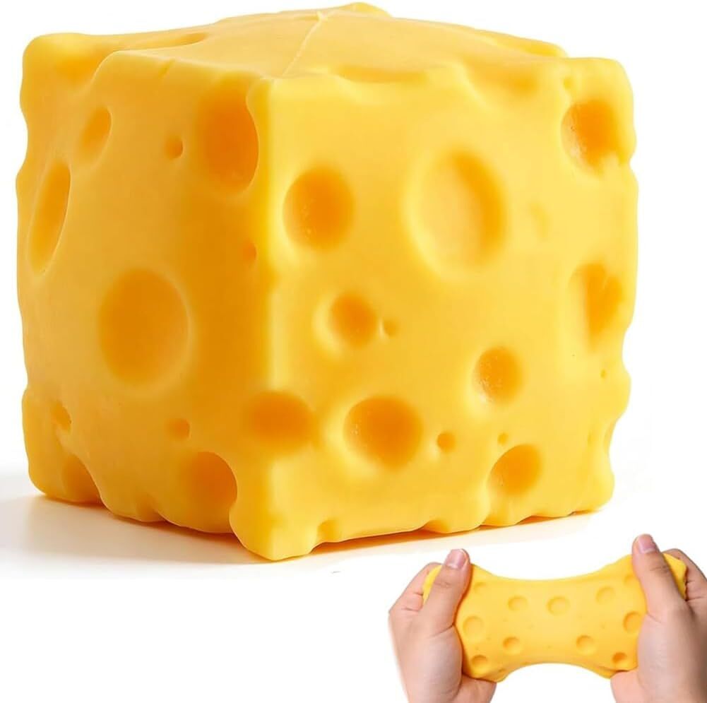 7cm Cheese Squishy Fidget Block Squeezy Stress Relief Sensory Toy Fun