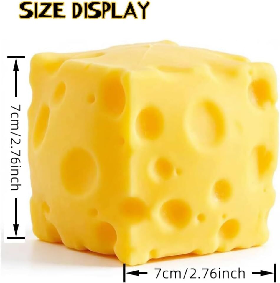 7cm Cheese Squishy Fidget Block Squeezy Stress Relief Sensory Toy Fun